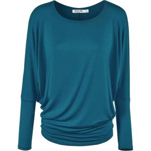 imageLock and Love Womens Casual Flowy Draped Long Sleeve Batwing Dolman Top  Soft ampamp Comfortable Loose Fit PulloverWt826teal