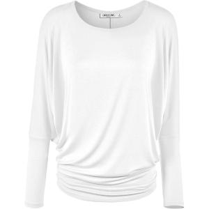 imageLock and Love Womens Casual Flowy Draped Long Sleeve Batwing Dolman Top  Soft ampamp Comfortable Loose Fit PulloverWt826white