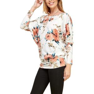 imageLock and Love Womens Casual Flowy Draped Long Sleeve Batwing Dolman Top  Soft ampamp Comfortable Loose Fit PulloverWt826whitefloral
