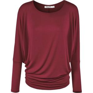 imageLock and Love Womens Casual Flowy Draped Long Sleeve Batwing Dolman Top  Soft ampamp Comfortable Loose Fit PulloverWt826wine