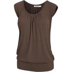 imageLock and Love Womens Scoop Neck Short Sleeve SolidPrintDipDye Sweetheart Top S3XL Plus SizeWt1054brown