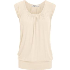 imageLock and Love Womens Scoop Neck Short Sleeve SolidPrintDipDye Sweetheart Top S3XL Plus SizeWt1054cream