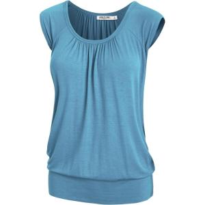 imageLock and Love Womens Scoop Neck Short Sleeve SolidPrintDipDye Sweetheart Top S3XL Plus SizeWt1054denim