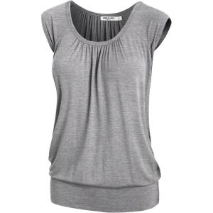 imageLock and Love Womens Scoop Neck Short Sleeve SolidPrintDipDye Sweetheart Top S3XL Plus SizeWt1054heathergrey