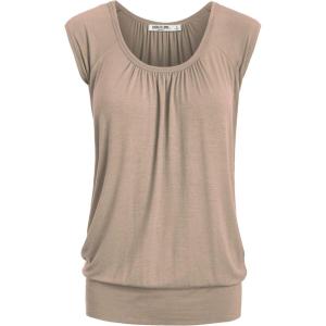 imageLock and Love Womens Scoop Neck Short Sleeve SolidPrintDipDye Sweetheart Top S3XL Plus SizeWt1054khaki