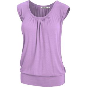 imageLock and Love Womens Scoop Neck Short Sleeve SolidPrintDipDye Sweetheart Top S3XL Plus SizeWt1054lilac