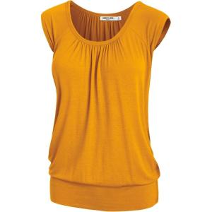 imageLock and Love Womens Scoop Neck Short Sleeve SolidPrintDipDye Sweetheart Top S3XL Plus SizeWt1054mustard