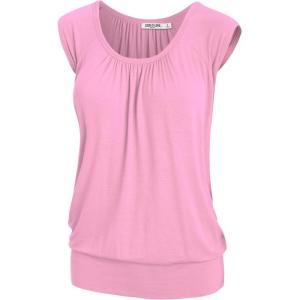 imageLock and Love Womens Scoop Neck Short Sleeve SolidPrintDipDye Sweetheart Top S3XL Plus SizeWt1054pink
