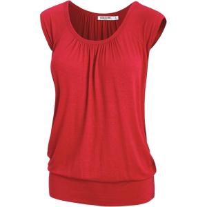 imageLock and Love Womens Scoop Neck Short Sleeve SolidPrintDipDye Sweetheart Top S3XL Plus SizeWt1054red