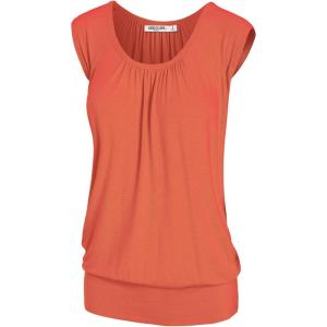 imageLock and Love Womens Scoop Neck Short Sleeve SolidPrintDipDye Sweetheart Top S3XL Plus SizeWt1054salmon