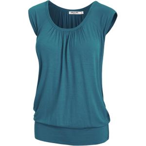 imageLock and Love Womens Scoop Neck Short Sleeve SolidPrintDipDye Sweetheart Top S3XL Plus SizeWt1054teal