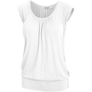 imageLock and Love Womens Scoop Neck Short Sleeve SolidPrintDipDye Sweetheart Top S3XL Plus SizeWt1054white