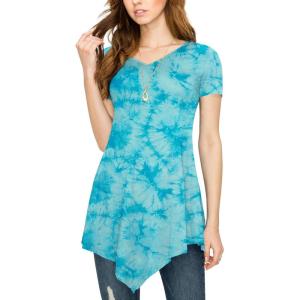 imageLock and Love Womens Short Sleeve All Over TieDye Ombre Tunic ShirtWt1063aqua
