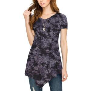 imageLock and Love Womens Short Sleeve All Over TieDye Ombre Tunic ShirtWt1063black