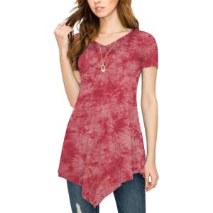 imageLock and Love Womens Short Sleeve All Over TieDye Ombre Tunic ShirtWt1063coral