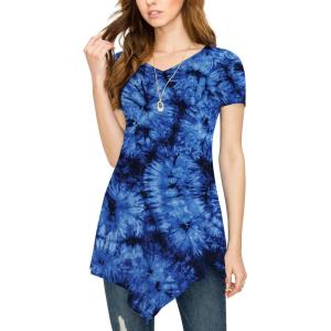 imageLock and Love Womens Short Sleeve All Over TieDye Ombre Tunic ShirtWt1063navy