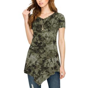 imageLock and Love Womens Short Sleeve All Over TieDye Ombre Tunic ShirtWt1063olive