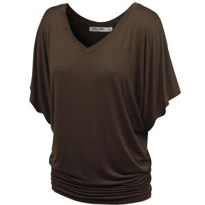 imageLock and Love Womens Short Sleeve Crew NeckV Neck TieDye Dolman Tunic TopWt1038brown