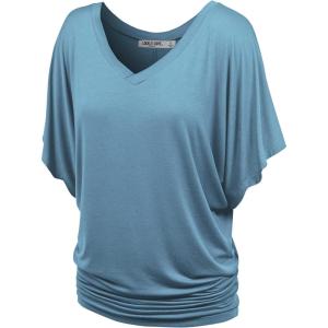 imageLock and Love Womens Short Sleeve Crew NeckV Neck TieDye Dolman Tunic TopWt1038denim
