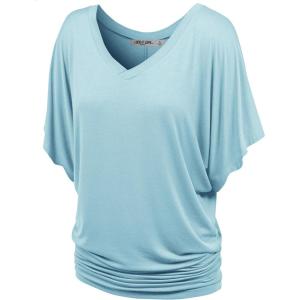 imageLock and Love Womens Short Sleeve Crew NeckV Neck TieDye Dolman Tunic TopWt1038lightblue