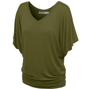 imageLock and Love Womens Short Sleeve Crew NeckV Neck TieDye Dolman Tunic TopWt1038olive