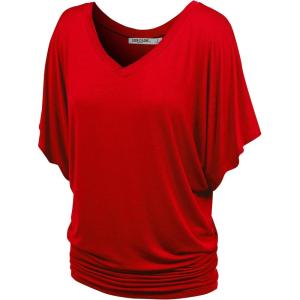imageLock and Love Womens Short Sleeve Crew NeckV Neck TieDye Dolman Tunic TopWt1038red