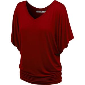 imageLock and Love Womens Short Sleeve Crew NeckV Neck TieDye Dolman Tunic TopWt1038wine