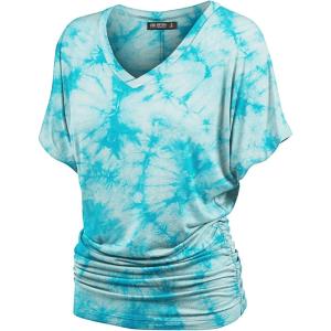 imageLock and Love Womens Short Sleeve Crew NeckV Neck TieDye Dolman Tunic TopWt1114aqua