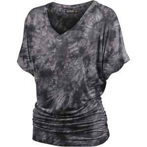 imageLock and Love Womens Short Sleeve Crew NeckV Neck TieDye Dolman Tunic TopWt1114black