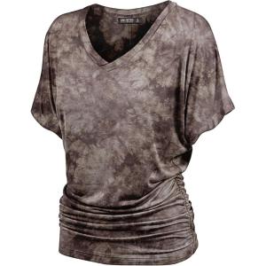 imageLock and Love Womens Short Sleeve Crew NeckV Neck TieDye Dolman Tunic TopWt1114brown
