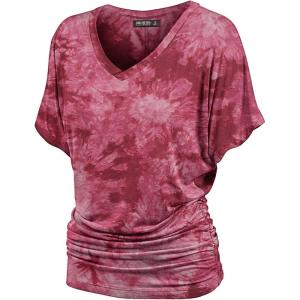 imageLock and Love Womens Short Sleeve Crew NeckV Neck TieDye Dolman Tunic TopWt1114wine
