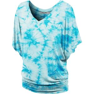 imageLock and Love Womens Short Sleeve Crew NeckV Neck TieDye Dolman Tunic TopWt1116aqua
