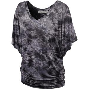 imageLock and Love Womens Short Sleeve Crew NeckV Neck TieDye Dolman Tunic TopWt1116black