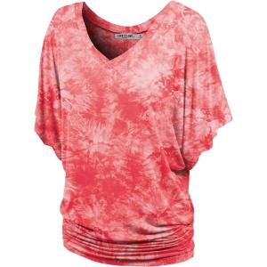 imageLock and Love Womens Short Sleeve Crew NeckV Neck TieDye Dolman Tunic TopWt1116coral