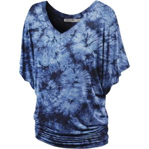 imageLock and Love Womens Short Sleeve Crew NeckV Neck TieDye Dolman Tunic TopWt1116navy
