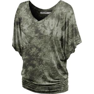 imageLock and Love Womens Short Sleeve Crew NeckV Neck TieDye Dolman Tunic TopWt1116olive