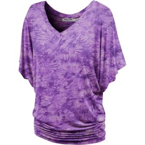 imageLock and Love Womens Short Sleeve Crew NeckV Neck TieDye Dolman Tunic TopWt1116purple