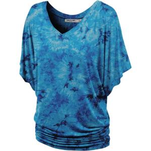 imageLock and Love Womens Short Sleeve Crew NeckV Neck TieDye Dolman Tunic TopWt1116teal