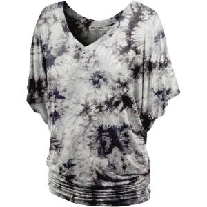imageLock and Love Womens Short Sleeve Crew NeckV Neck TieDye Dolman Tunic TopWt1116whiteblack