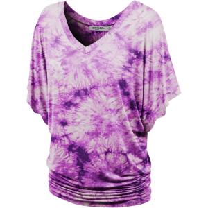 imageLock and Love Womens Short Sleeve Crew NeckV Neck TieDye Dolman Tunic TopWt1116whitepurple