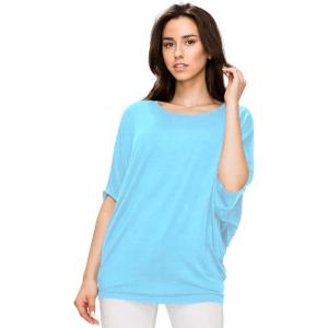 imageLock and Love Womens Solid Scoop Neck Short Sleeve Loose Blouse Batwing Dolman Top OversizeWt1073aqua