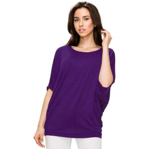 imageLock and Love Womens Solid Scoop Neck Short Sleeve Loose Blouse Batwing Dolman Top OversizeWt1073darkpurple