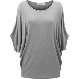 imageLock and Love Womens Solid Scoop Neck Short Sleeve Loose Blouse Batwing Dolman Top OversizeWt1073hdg