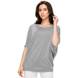 imageLock and Love Womens Solid Scoop Neck Short Sleeve Loose Blouse Batwing Dolman Top OversizeWt1073heathergrey
