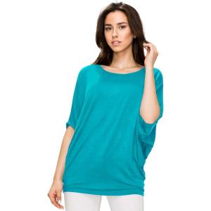 imageLock and Love Womens Solid Scoop Neck Short Sleeve Loose Blouse Batwing Dolman Top OversizeWt1073jade