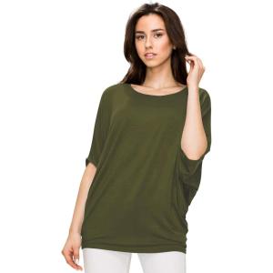 imageLock and Love Womens Solid Scoop Neck Short Sleeve Loose Blouse Batwing Dolman Top OversizeWt1073olive