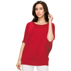 imageLock and Love Womens Solid Scoop Neck Short Sleeve Loose Blouse Batwing Dolman Top OversizeWt1073red