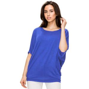 imageLock and Love Womens Solid Scoop Neck Short Sleeve Loose Blouse Batwing Dolman Top OversizeWt1073royalbrite