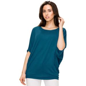 imageLock and Love Womens Solid Scoop Neck Short Sleeve Loose Blouse Batwing Dolman Top OversizeWt1073teal