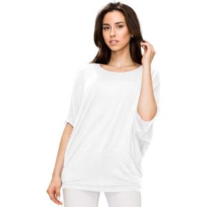 imageLock and Love Womens Solid Scoop Neck Short Sleeve Loose Blouse Batwing Dolman Top OversizeWt1073white